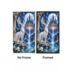 White Stag Moonlit Castle Diamond Painting Kit No Frame and Framed comparison