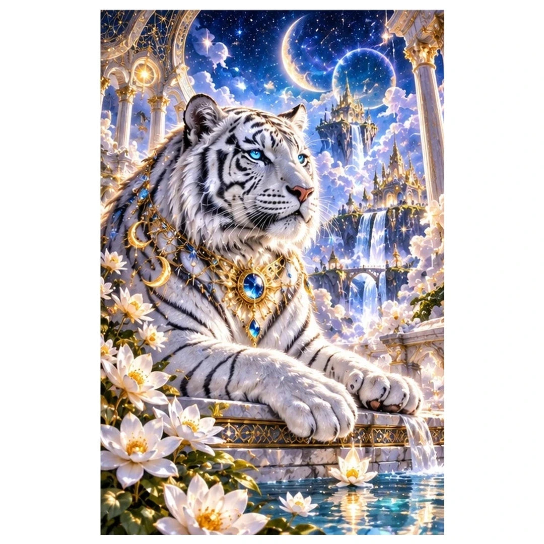 White Tiger Celestial Temple original artwork on white