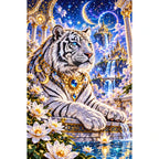 White Tiger Celestial Temple finished diamond painting on white