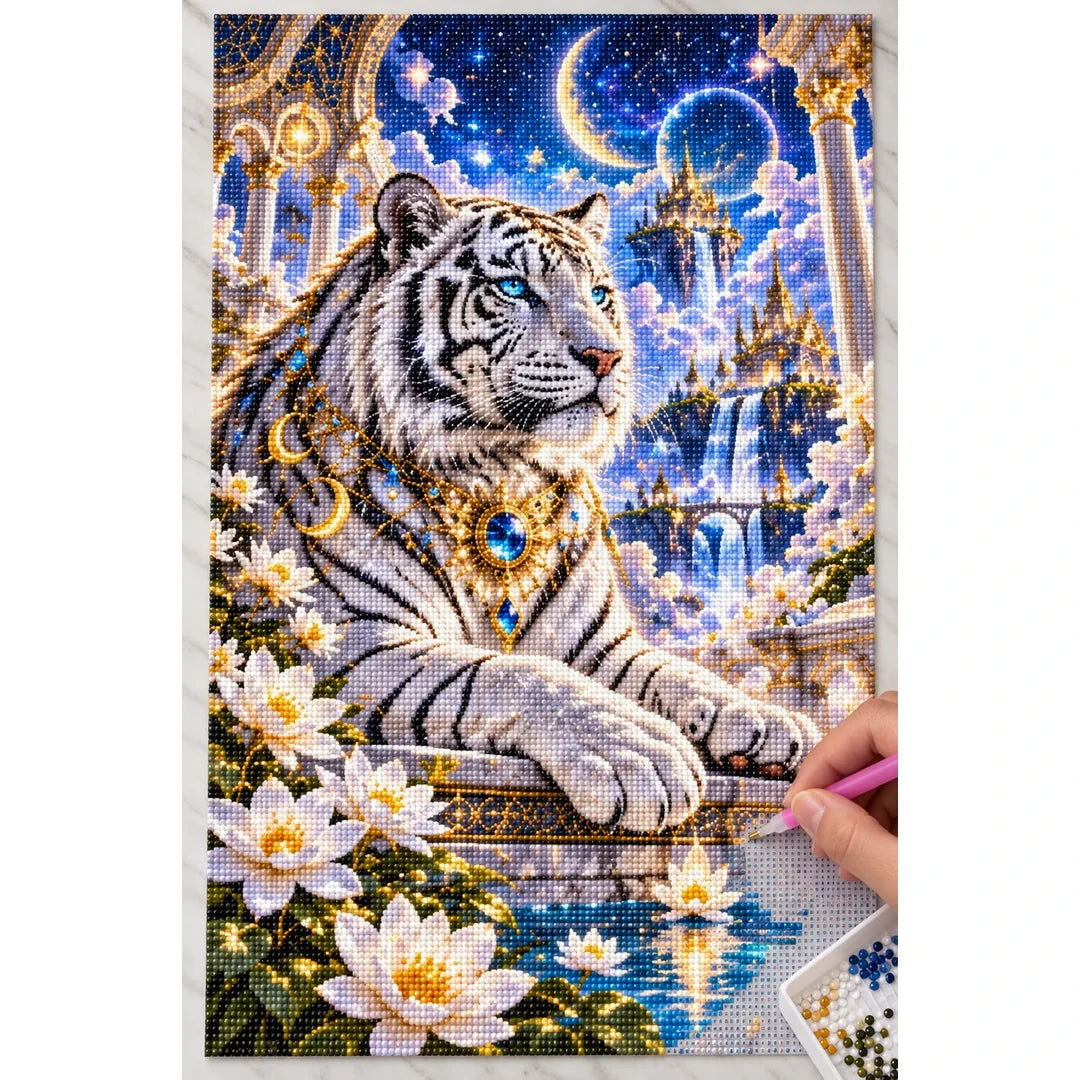 White Tiger Celestial Temple diamond painting process