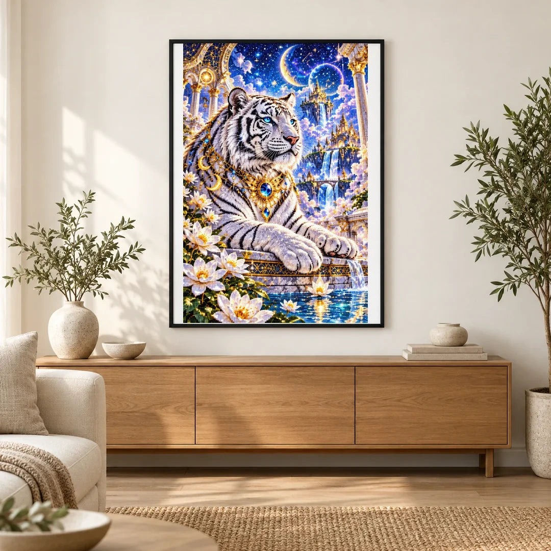 White Tiger Celestial Temple finished artwork in home décor