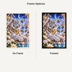 White Tiger Celestial Temple No Frame and Framed comparison