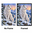 White Wolf Mountain Sunset Diamond Painting Kit No Frame and Framed comparison