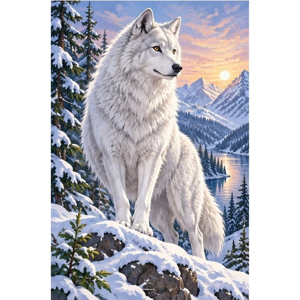 White Wolf Mountain Sunset original artwork on white background