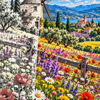 Wildflower Meadow Old Windmill — close-up canvas and resin drill detail