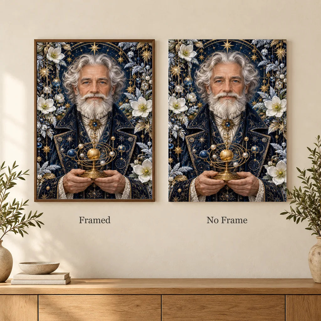 Framed and no-frame options for the Winter Astronomer diamond painting