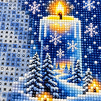 Winter Candle Snowflakes Diamond Painting Kit detail