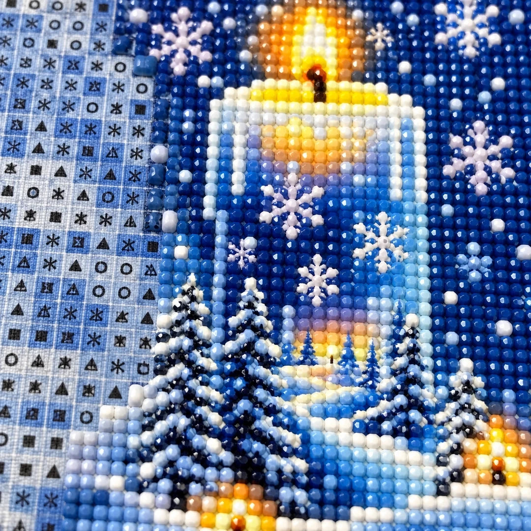 Winter Candle Snowflakes Diamond Painting Kit detail