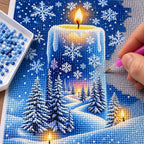 Winter Candle Snowflakes Diamond Painting Kit process