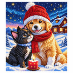 Finished diamond painting for Winter Companions By Candlelight Diamond Painting Kit