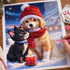 Diamond painting process for Winter Companions By Candlelight Diamond Painting Kit
