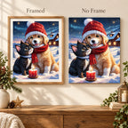 Framed and no-frame comparison for Winter Companions By Candlelight Diamond Painting Kit
