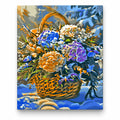 Winter Flower Basket with Pinecones paint by numbers artwork on a front-facing canvas against a white background