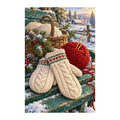 White-background original artwork of winter knitting mittens