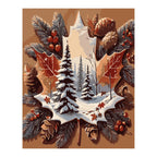 Winter Maple Leaf and Pinecones completed artwork on a clean white background