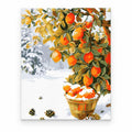 Winter Orange Tree paint by numbers artwork on a front-facing canvas against a white background