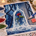 Diamond painting process for Winter Rose Under Glass