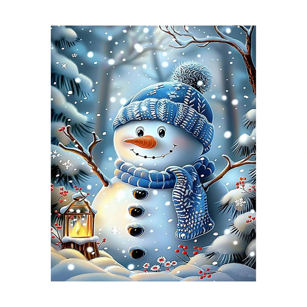 Winter Snowman Forest Diamond Painting Kit original artwork on white background