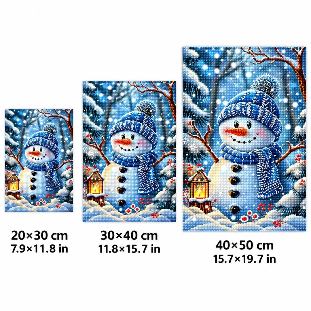 Winter Snowman Forest Diamond Painting Kit sizes