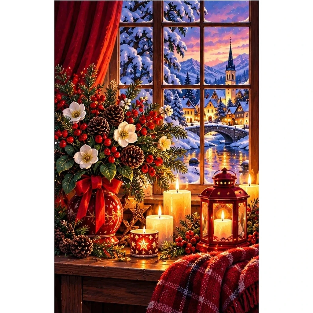 Winter Solstice Candle Window — original artwork on a clean white background