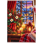 Winter Solstice Candle Window — diamond painting process with applicator pen
