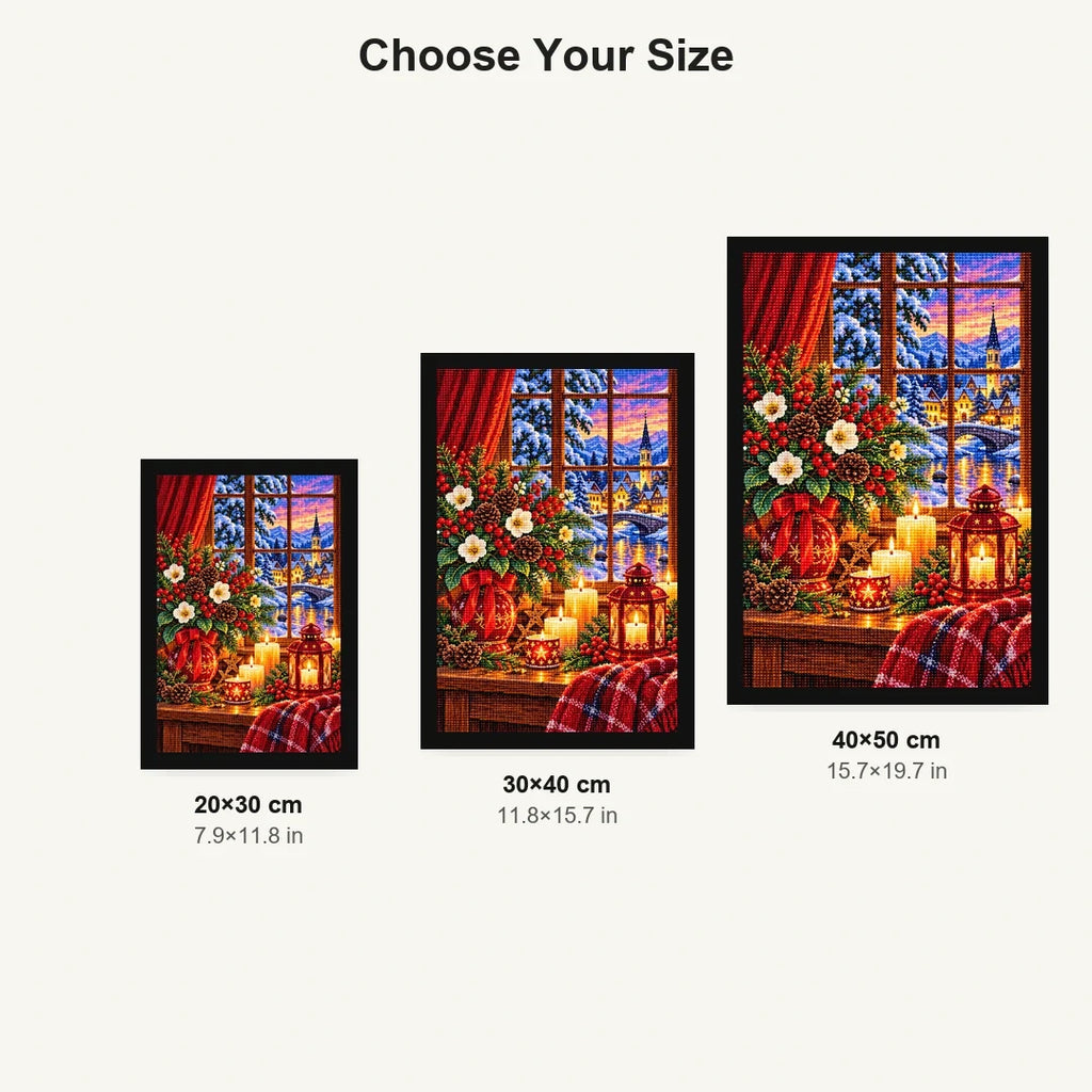 Winter Solstice Candle Window — size comparison for 20 × 30, 30 × 40 and 40 × 50 cm