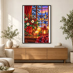 Winter Solstice Candle Window — finished diamond painting displayed in a home interior