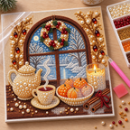 Winter Window Tea Still Life pearl painting kit – process image