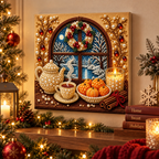 Winter Window Tea Still Life pearl painting kit – room image