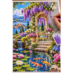 Wisteria Gazebo Koi Pond — diamond painting process with applicator pen