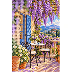 Wisteria Terrace Lake Diamond Painting Kit diamond and canvas detail