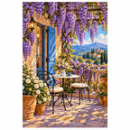 Wisteria Terrace Lake Diamond Painting Kit finished diamond artwork on white background
