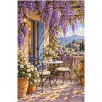Wisteria Terrace Lake original artwork on white background