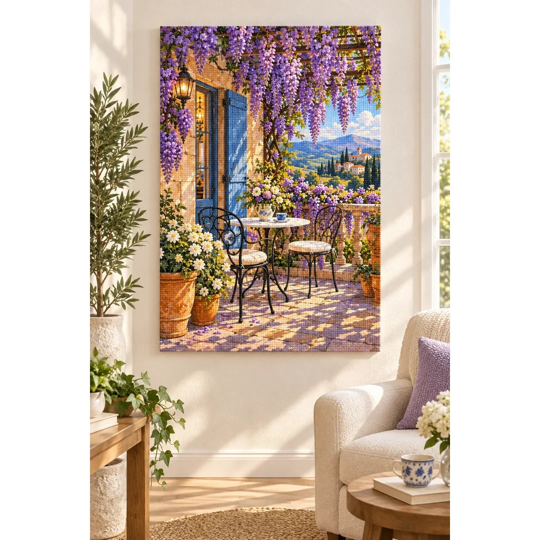 Wisteria Terrace Lake Diamond Painting Kit home decor scene