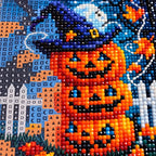 Witch Hat Pumpkin Stack Diamond Painting Kit diamond and canvas detail