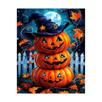 Witch Hat Pumpkin Stack Diamond Painting Kit original artwork on white background