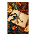 White-background original artwork of witch's autumn keys