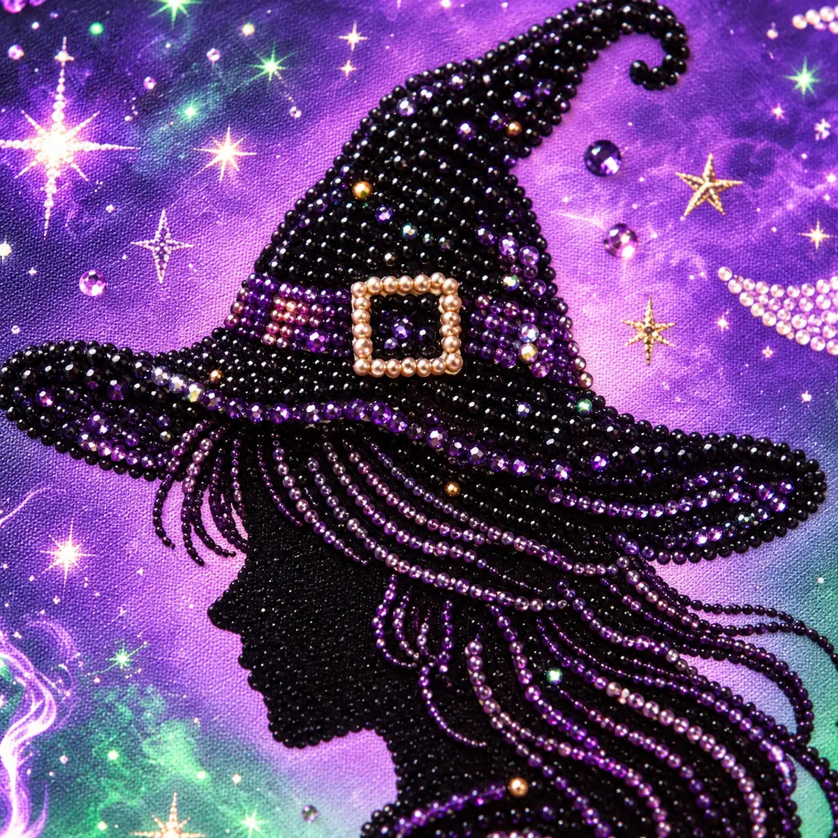 Witch Silhouette and Potions Pearl Diamond Painting Kit detail image
