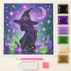 Witch Silhouette and Potions Pearl Diamond Painting Kit kit image