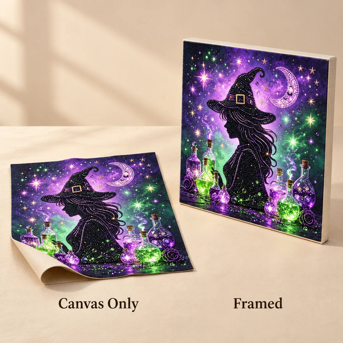 Witch Silhouette and Potions Pearl Diamond Painting Kit style image