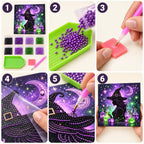 Witch Silhouette and Potions Pearl Diamond Painting Kit tutorial image