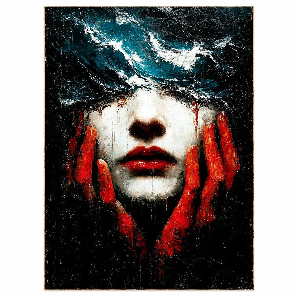 Woman Hidden Beneath Red Waves: original