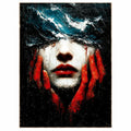 Woman Hidden Beneath Red Waves: original