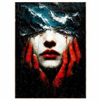 Woman Hidden Beneath Red Waves: original