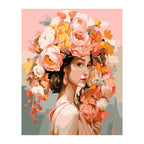 Woman with Peach Flower Crown completed artwork on a clean white background