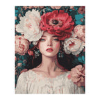 Woman with Peony Crown completed artwork on a clean white background