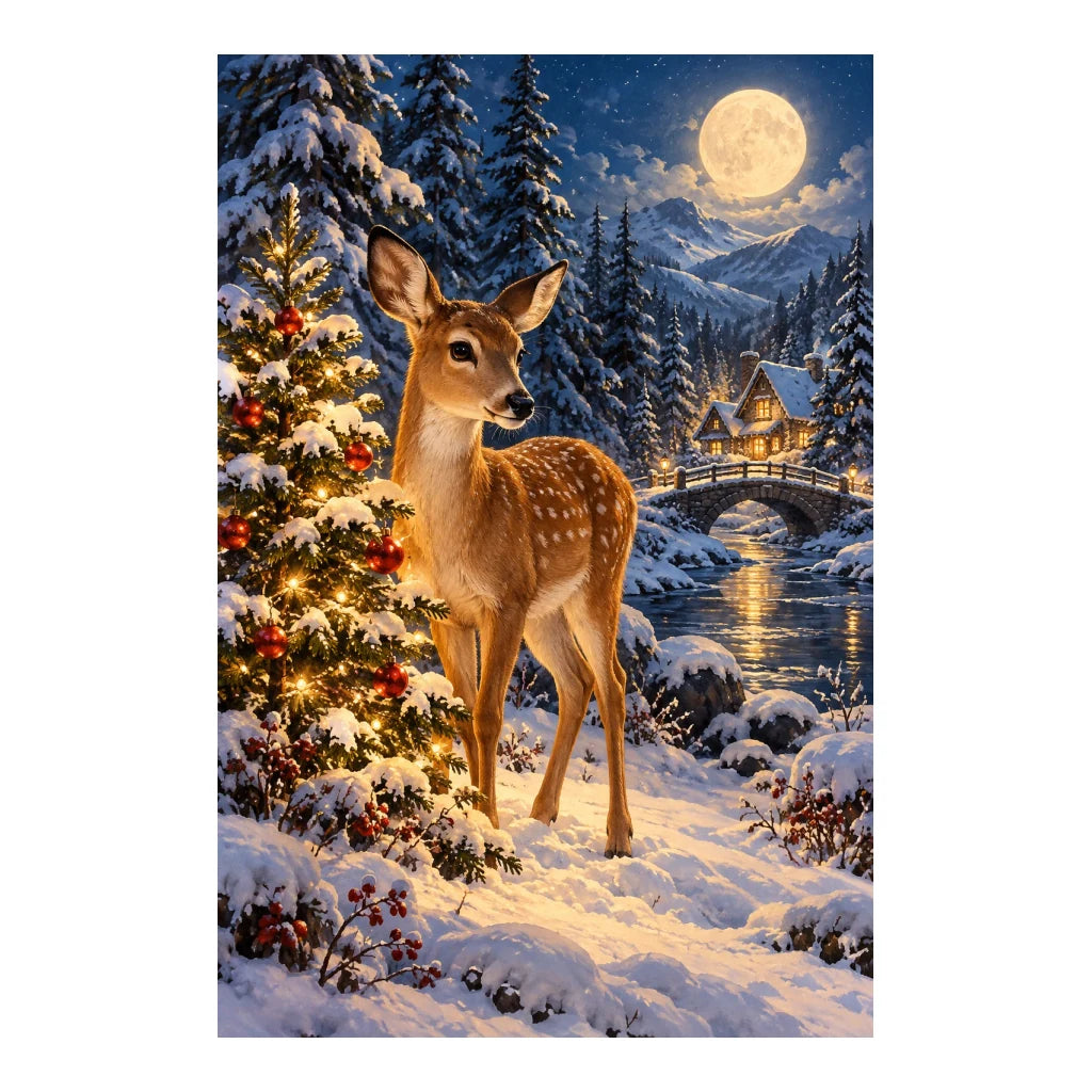 Original Christmas Deer artwork on a white background.