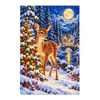 White-background finished diamond painting of Christmas Deer.