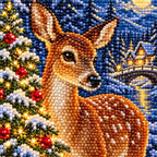 Close-up of drill details in the Christmas Deer diamond painting.
