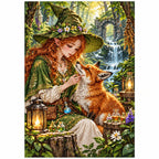 Woodland Witch Fox Diamond Painting Kit finished diamond artwork on white background